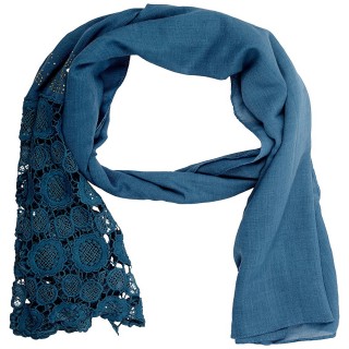 Lace Cotton Diamond Stole- Navy Blue